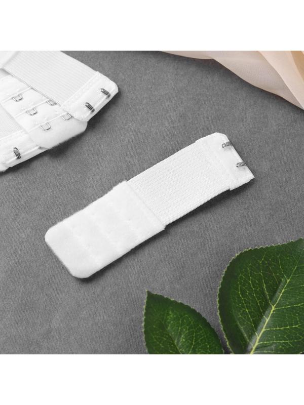 Застёжка-удлинитель для бюстгальтера, 3 ряда 2 крючка, 3,2 × 10,5 см, 5 шт, цвет белый