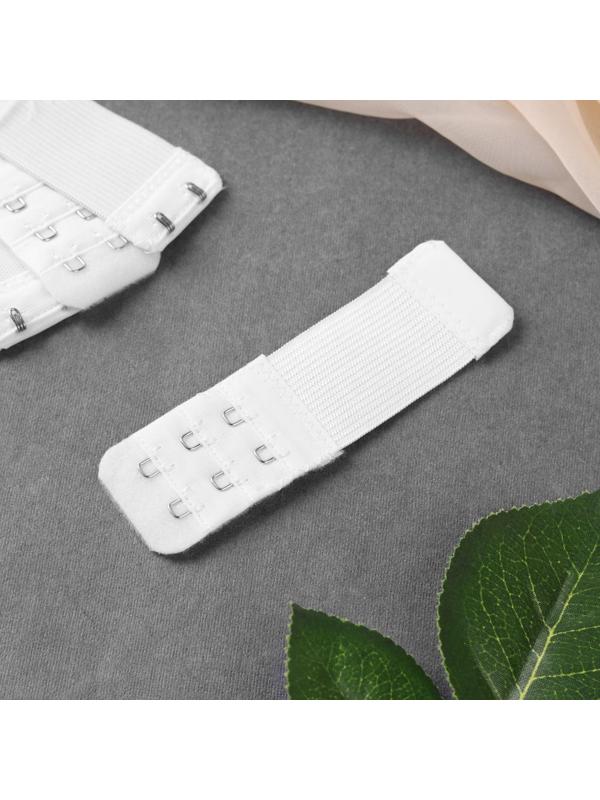 Застёжка-удлинитель для бюстгальтера, 3 ряда 2 крючка, 3,2 × 10,5 см, 5 шт, цвет белый