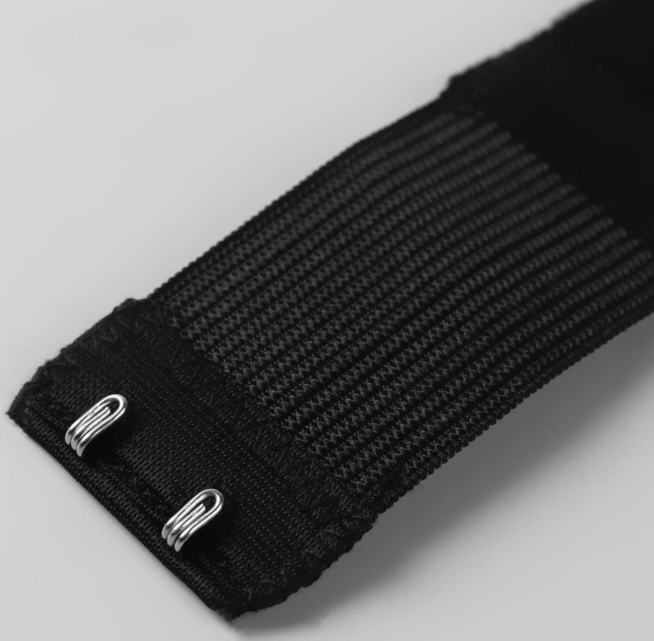 Застёжка-удлинитель для бюстгальтера, 3 ряда 2 крючка, 3,2 × 10,5 см, 5 шт, цвет чёрный