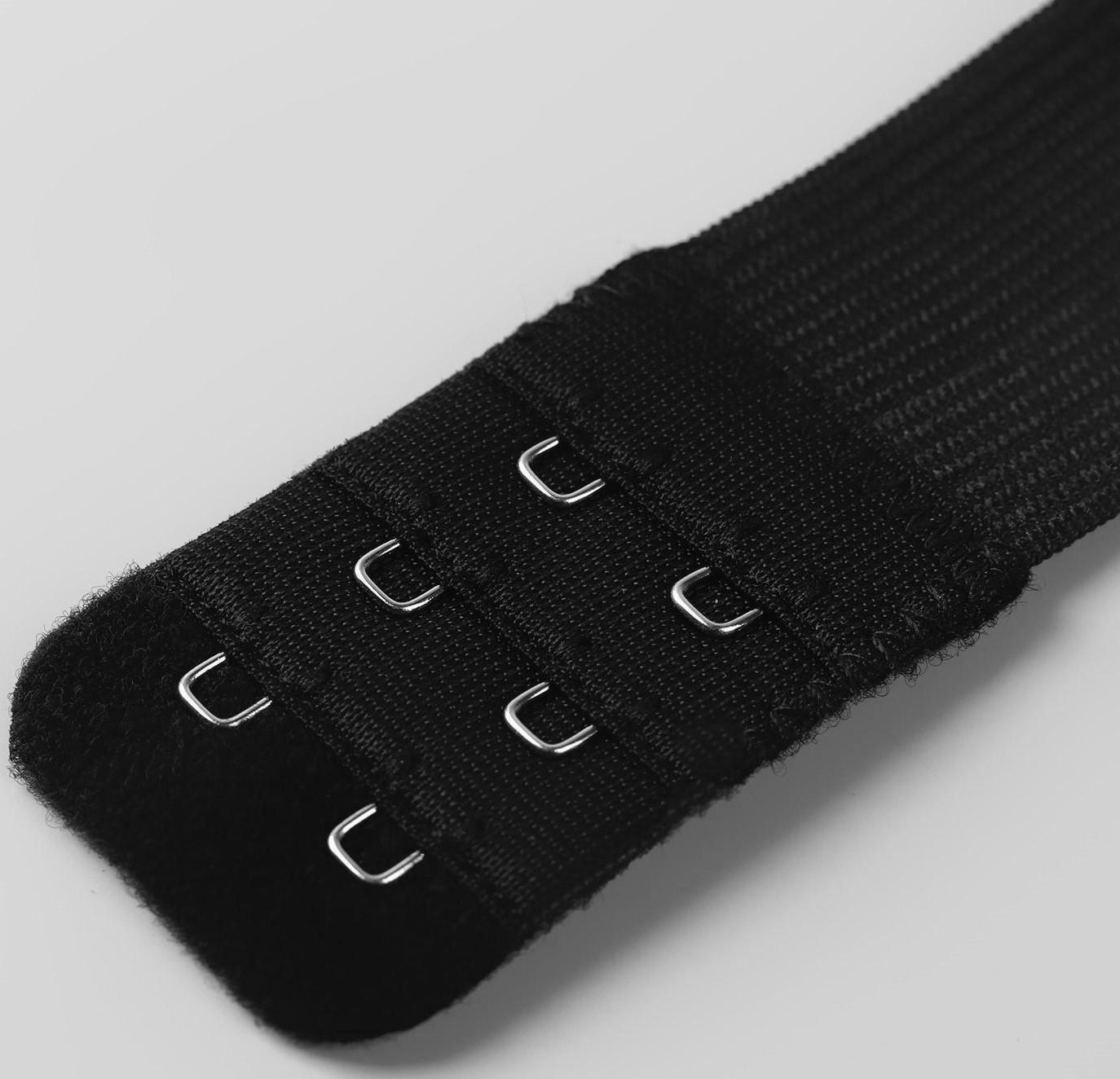 Застёжка-удлинитель для бюстгальтера, 3 ряда 2 крючка, 3,2 × 10,5 см, 5 шт, цвет чёрный