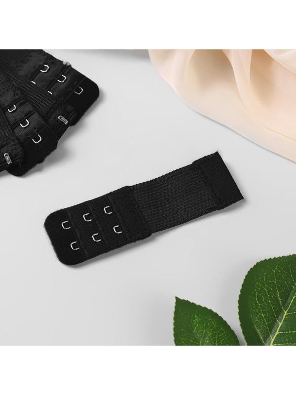 Застёжка-удлинитель для бюстгальтера, 3 ряда 2 крючка, 3,2 × 10,5 см, 5 шт, цвет чёрный