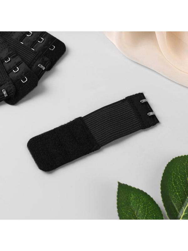 Застёжка-удлинитель для бюстгальтера, 3 ряда 2 крючка, 3,2 × 10,5 см, 5 шт, цвет чёрный