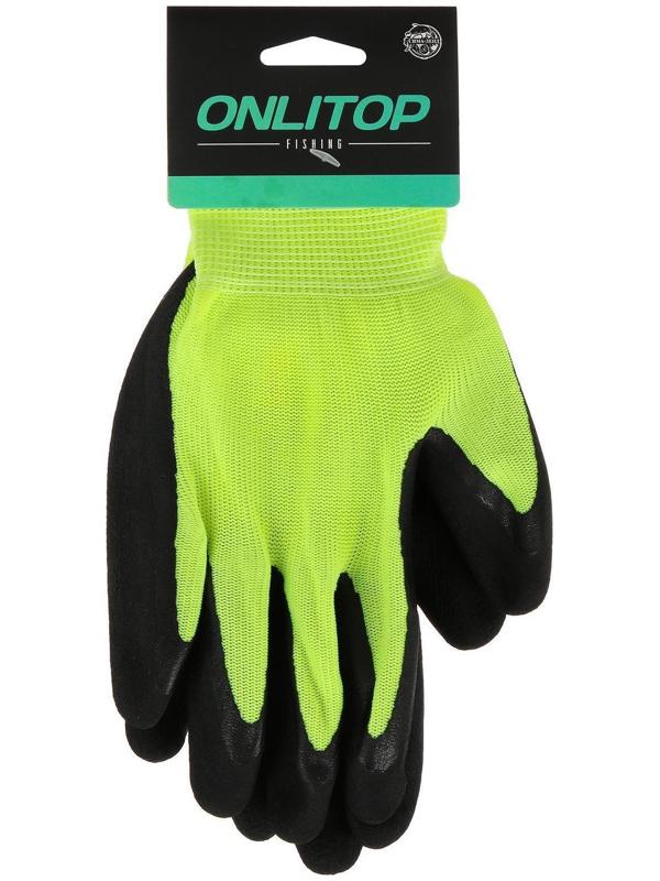 Перчатки рыболовные, резиновые, цвет лайм