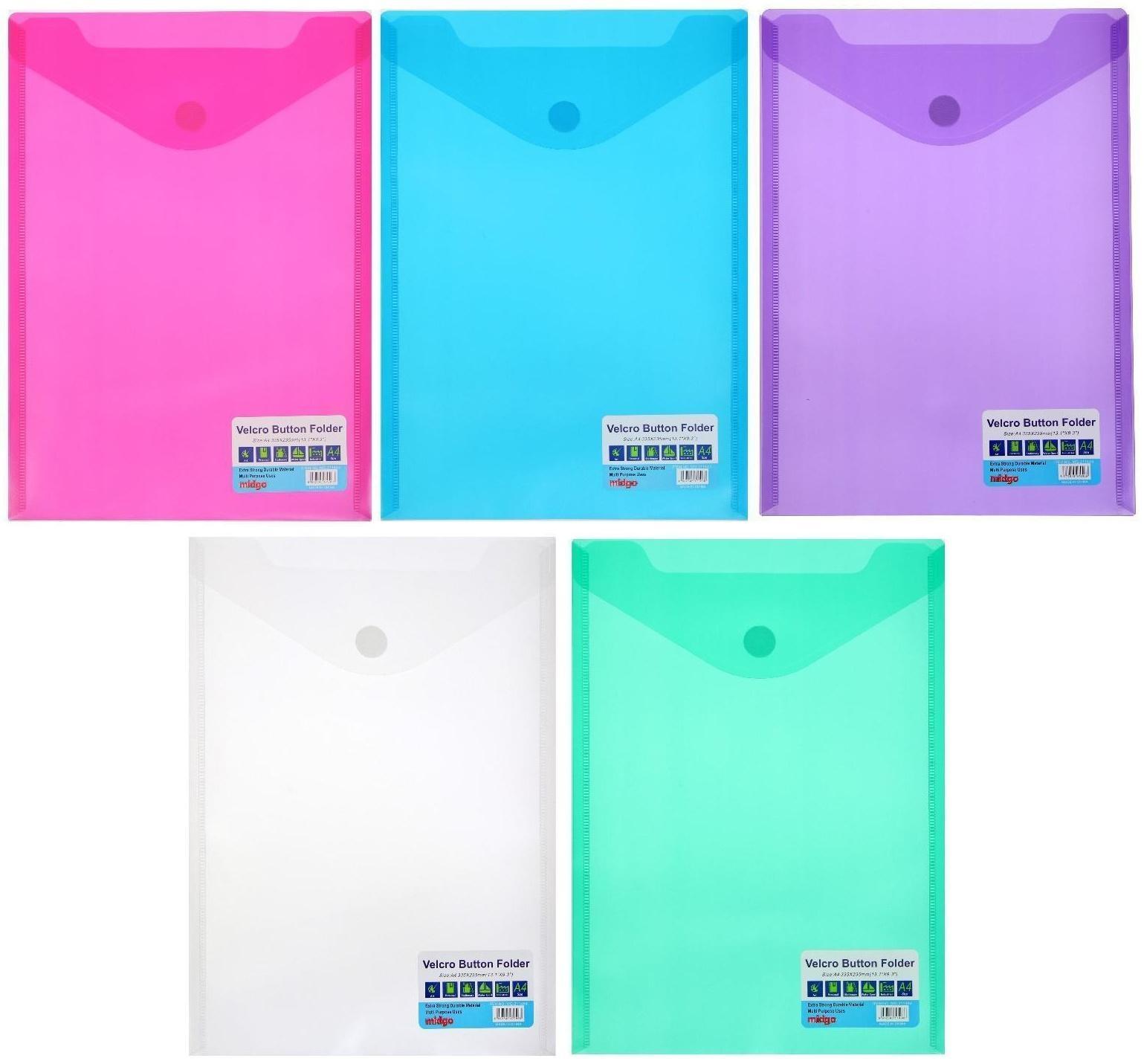 Папка на кнопке (липучке) А4, вертикальная, МИКС