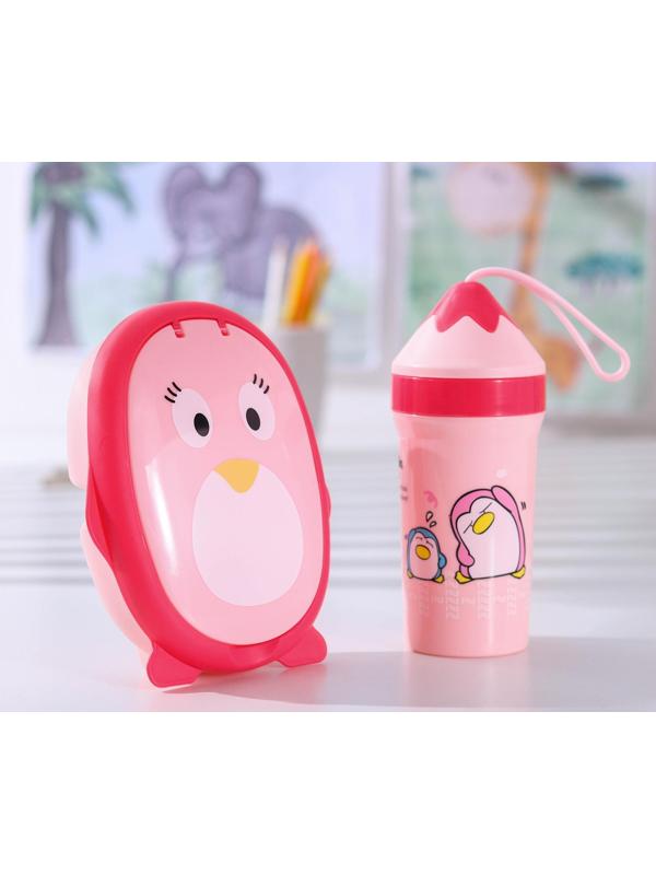 Набор «Пингви», 2 предмета: ланч-бокс, бутыль 20×18×8 см, цвет МИКС