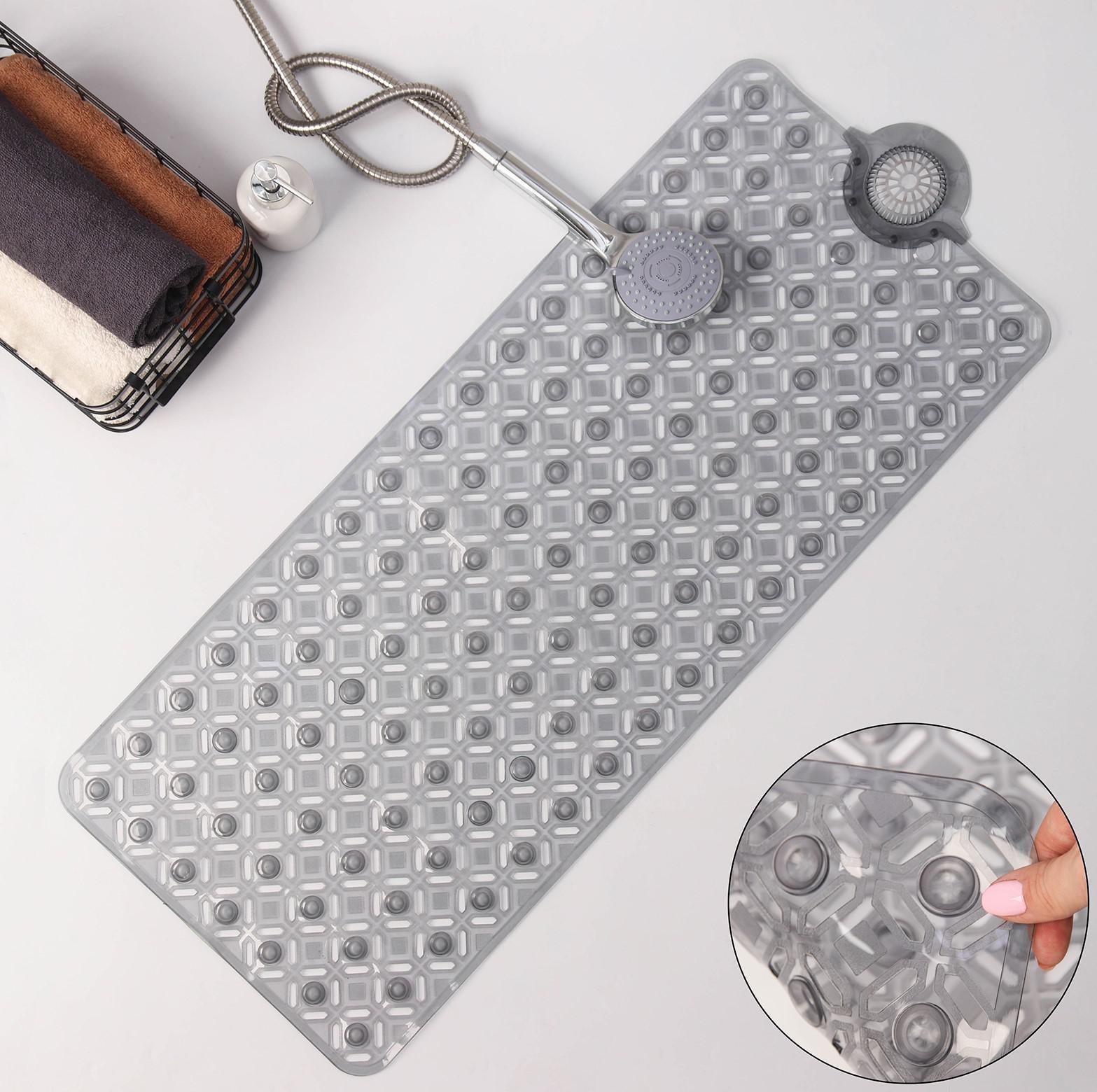 SPA-коврик для ванны на присосках Доляна «Рельеф»,37×88 см, цвет МИКС