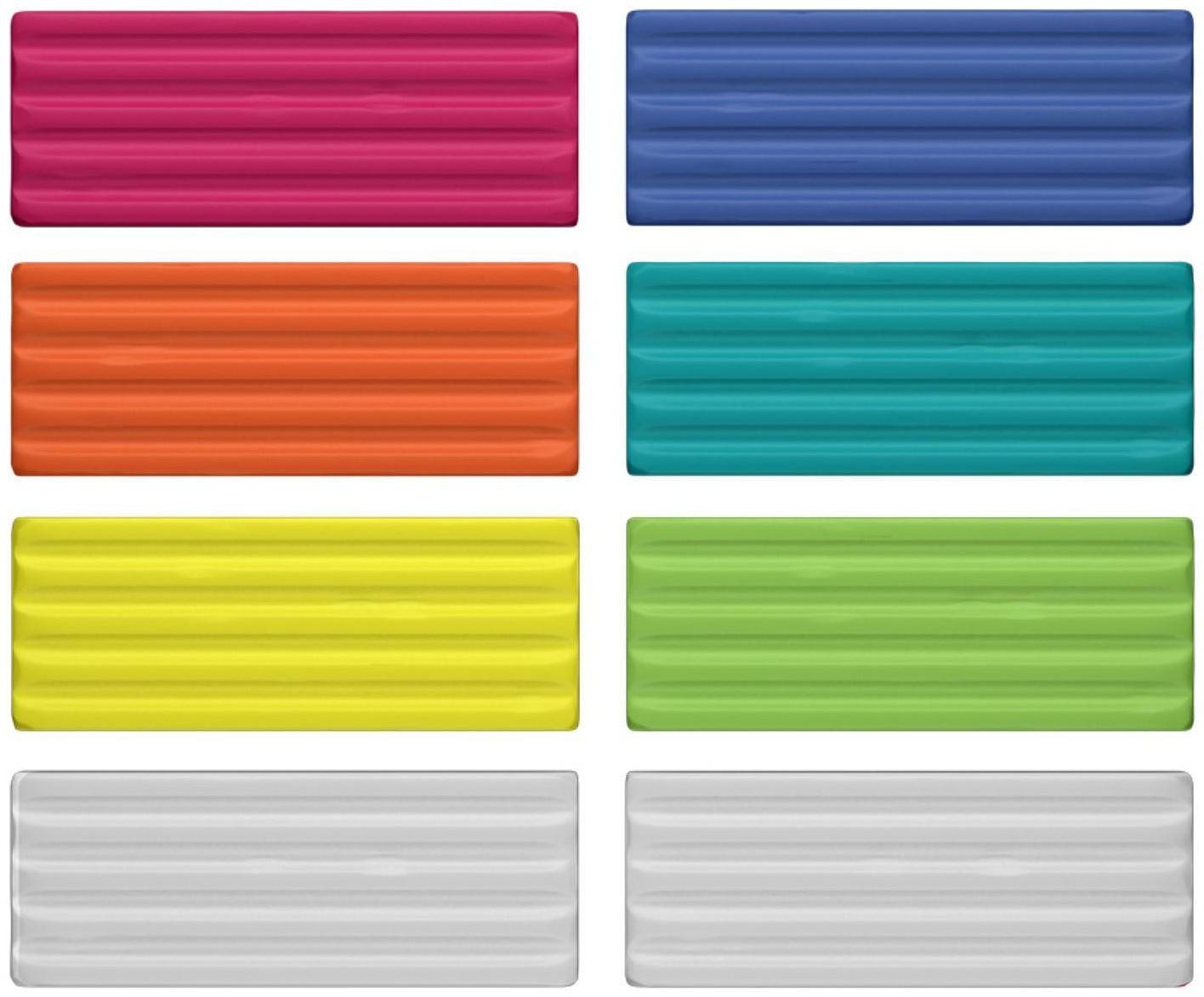 Пластилин 8 цветов, 144 г, ErichKrause Neon, неоновый + 2 белых, со стеком, улучшенная формула, в картонной упаковке