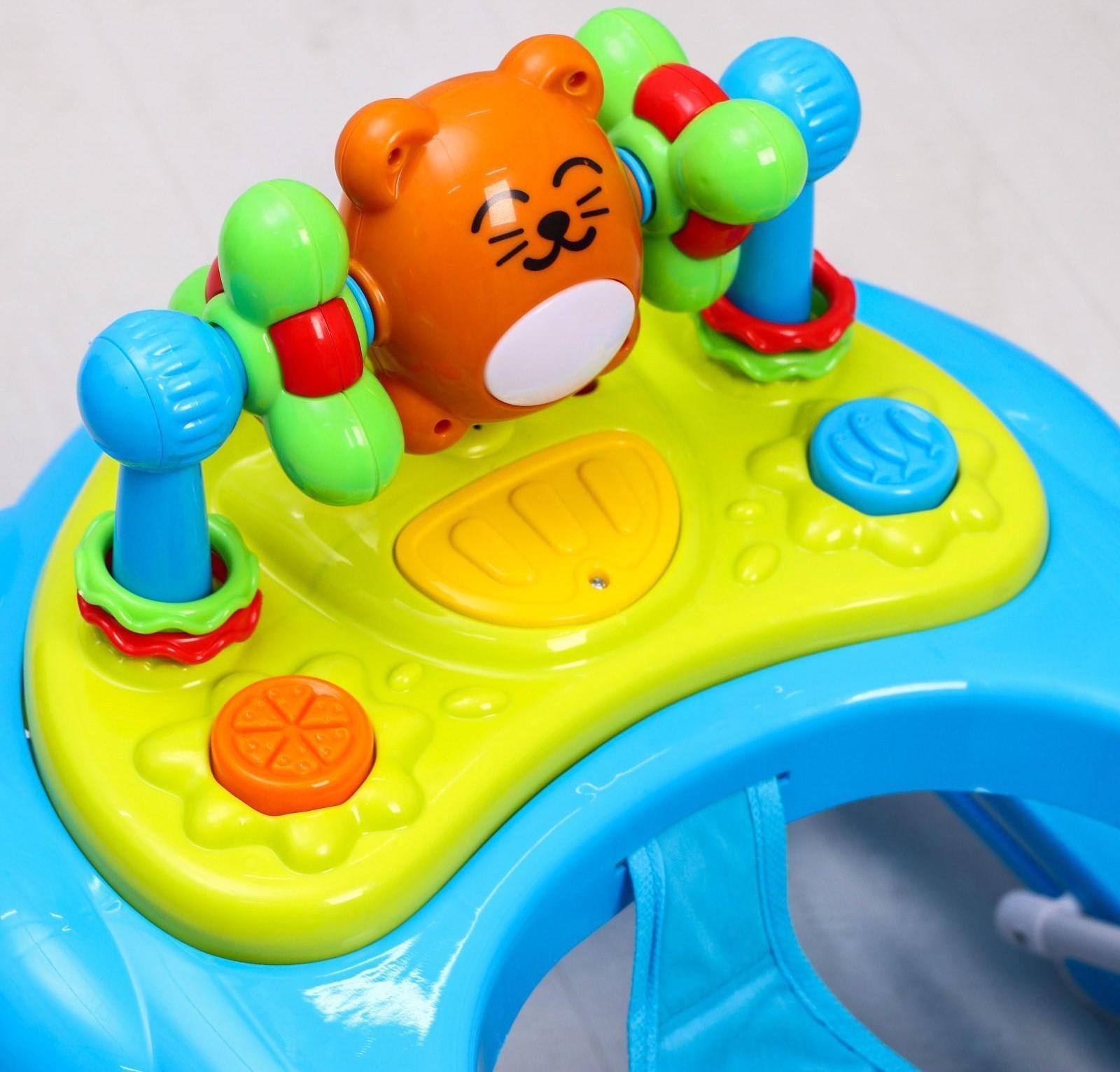 Ходунки «Мишутка», 8 силик. колес, муз., свет, игрушки, голубой