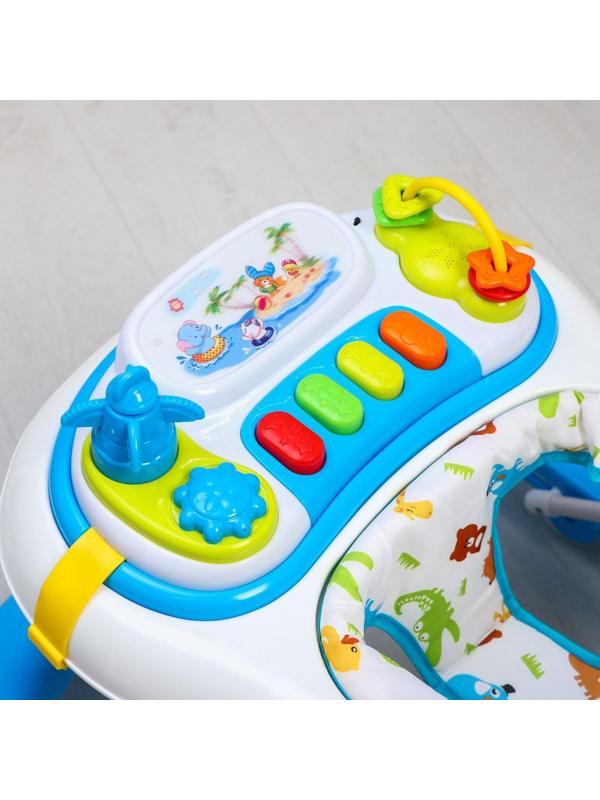 Ходунки «Улыбка», 8 силик. колес, съемная панель, муз., свет, игрушки, голубой