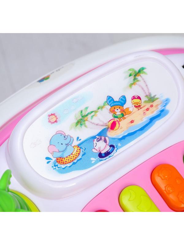 Ходунки «Улыбка», 8 силик. колес, съемная панель, муз., свет, игрушки, розовый