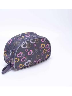 Косметичка, 2 отдела на молниях, цвет серый