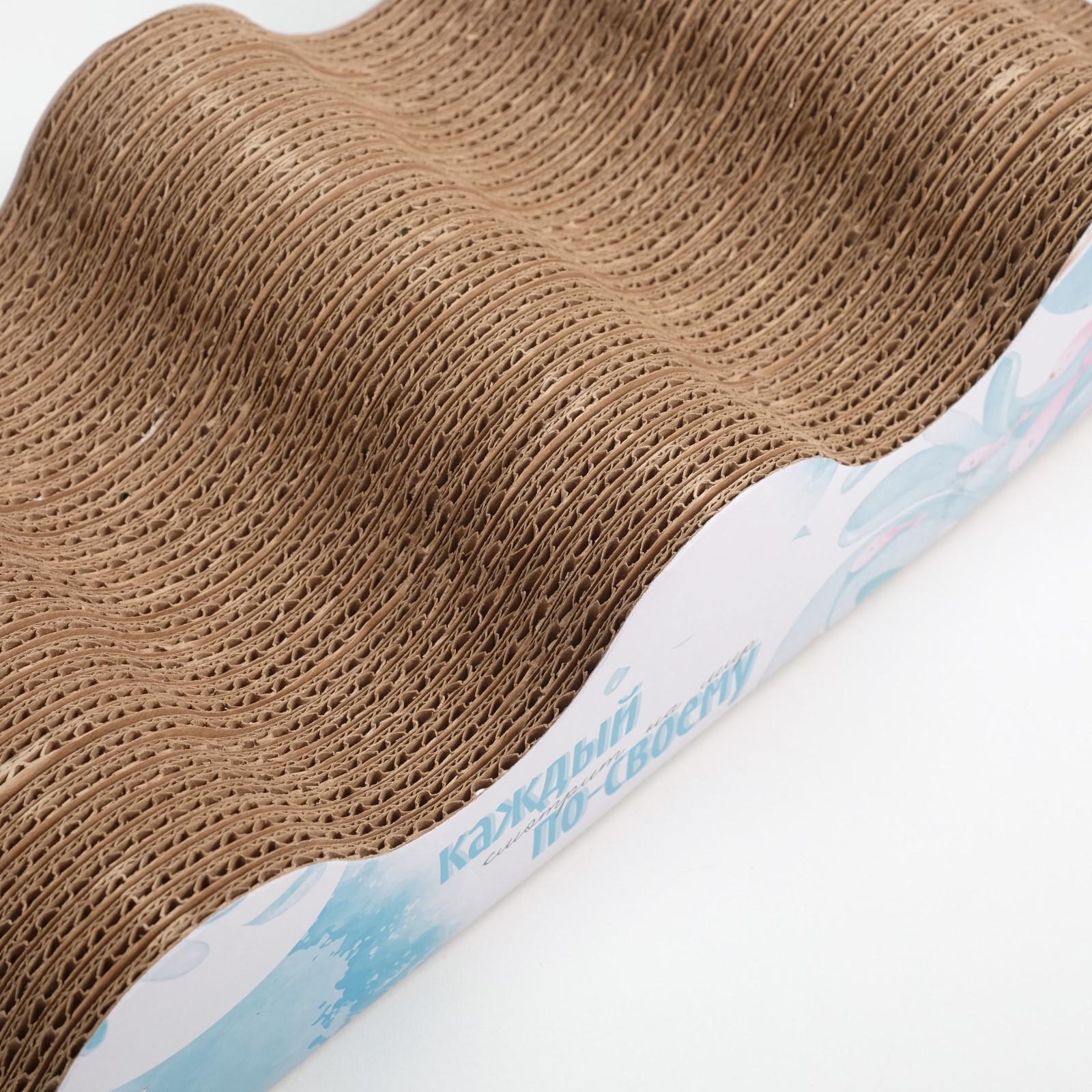 Когтеточка из картона с кошачьей мятой «Кот с рыбами», 45 × 18 см