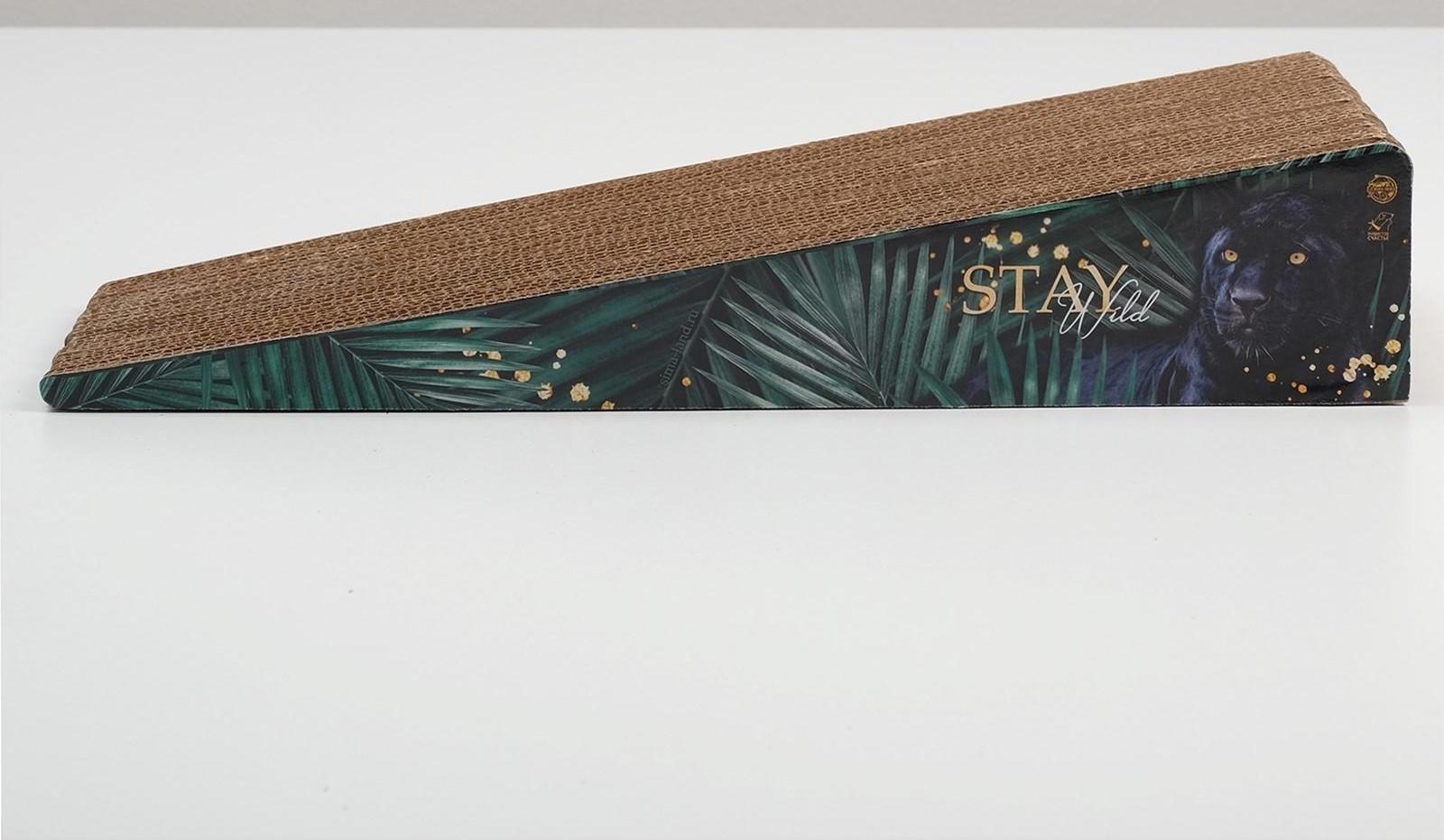 Когтеточка из картона с кошачьей мятой Stay wild, треугольная, 45 × 18 × 9 см