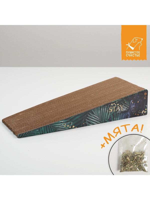 Когтеточка из картона с кошачьей мятой Stay wild, треугольная, 45 × 18 × 9 см