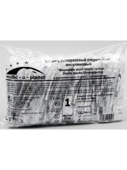 Шприц инсулиновый Medic-o-planet 1,0 мл U100 с иглой 27Gх1/2
