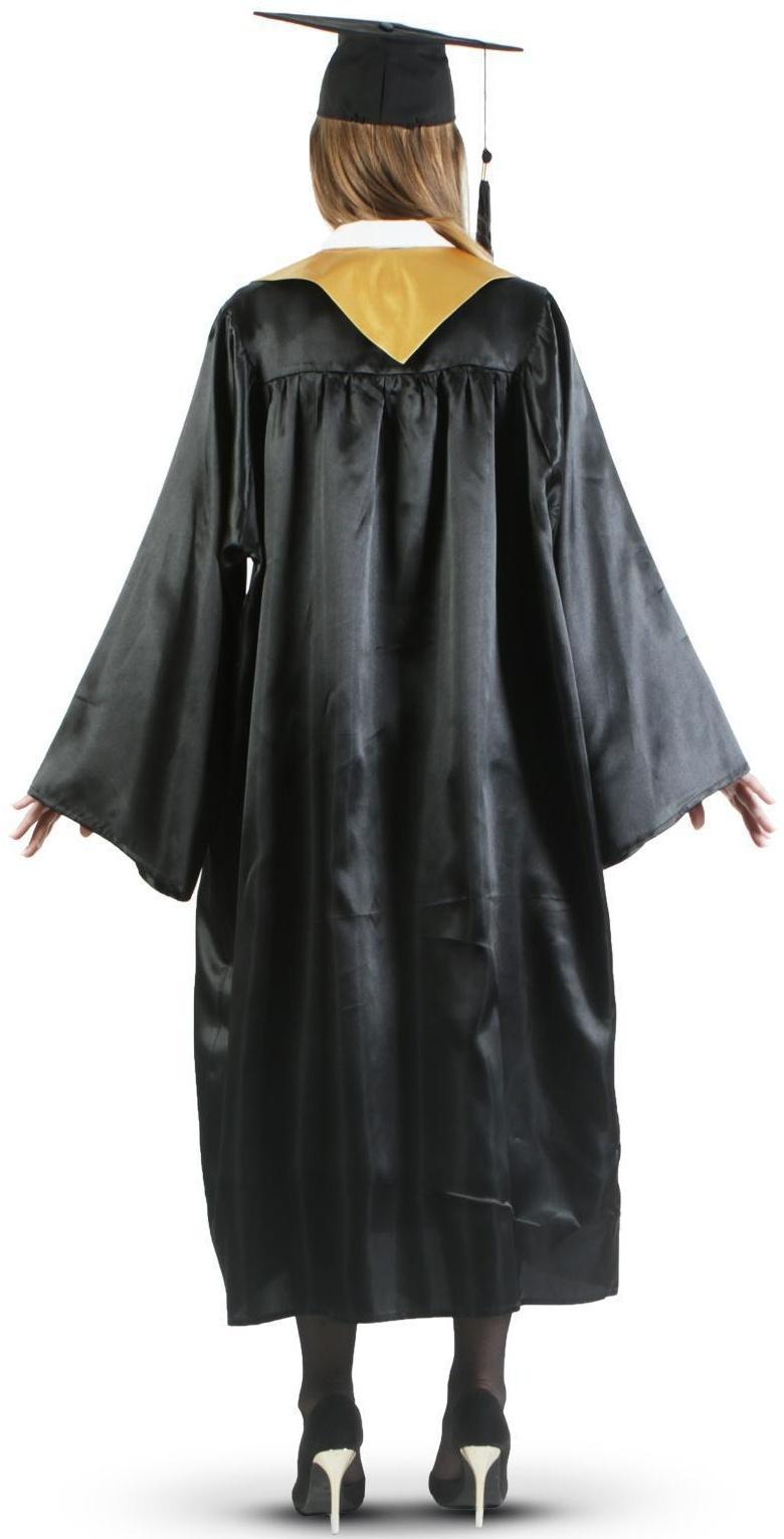 Мантия выпускника, чёрная, золотой воротник, академическая шапочка, р. 42-54
