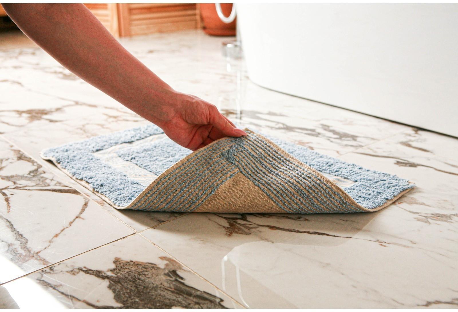 Коврик для ванной «Вензель», 40×60 см, 900 г/м2, 100% хлопок, цвет голубой