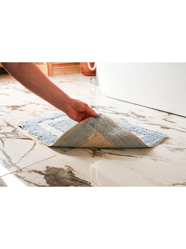 Коврик для ванной «Вензель», 40×60 см, 900 г/м2, 100% хлопок, цвет голубой