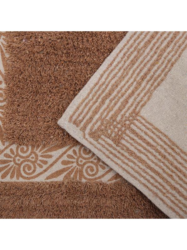 Набор ковриков для ванны и туалета Доляна «Вензель», 2 шт: 40×40, 40×60 см, 900 г/м2, 100% хлопок, цвет коричневый