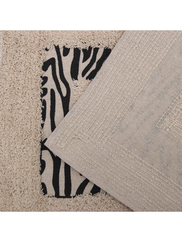 Набор ковриков для ванны и туалета Доляна «Зебра», 2 шт: 40×40, 40×60 см, 900 г/м2, 100% хлопок, цвет молочный