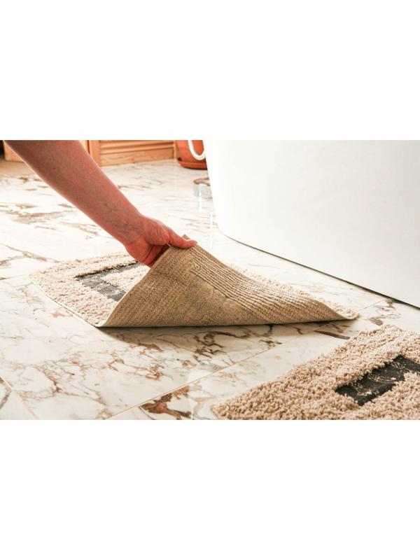 Набор ковриков для ванны и туалета Доляна «Кактус», 2 шт: 40×40, 40×6 см0, 900 г/м2, 100% хлопок, цвет бежевый