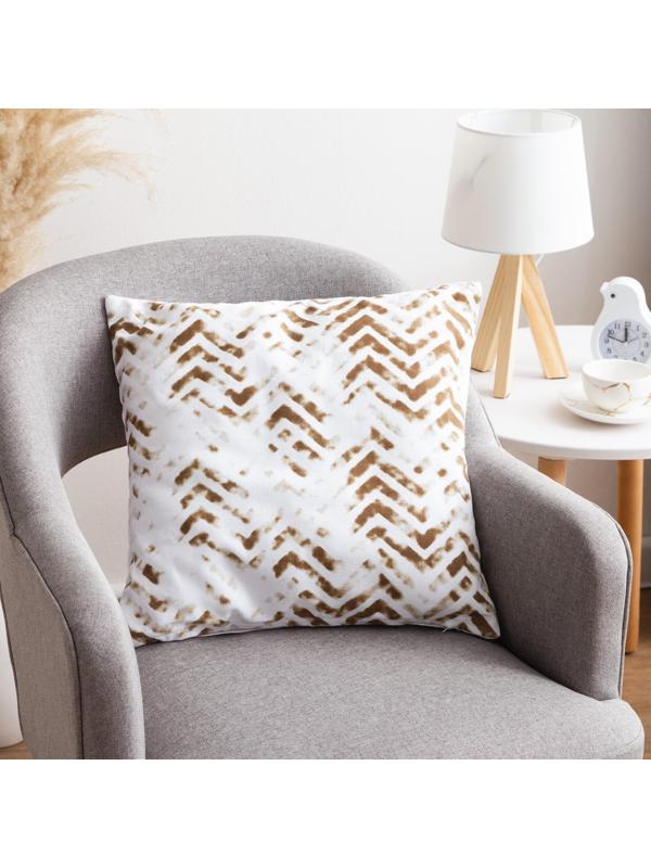 Наволочка декоративная 40х40 см, Zigzags beige, 100% хлопок