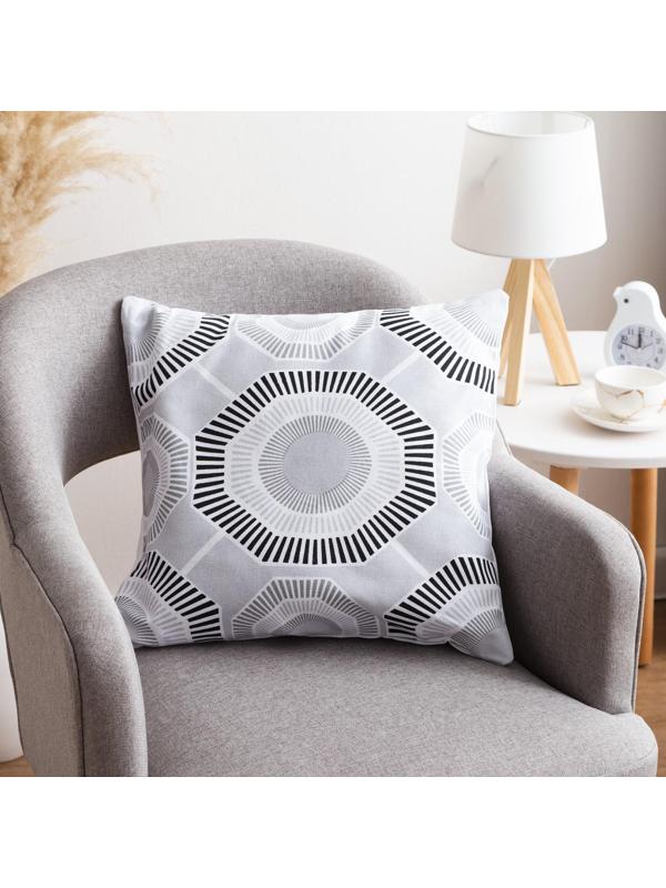 Наволочка декоративная 40х40 см, Circle black, 100% хлопок