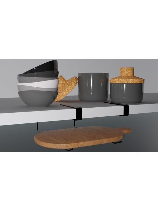 Держатель для кухонных принадлежностей и разделочных досок Доляна, 27×11,5×8 см, цвет чёрный