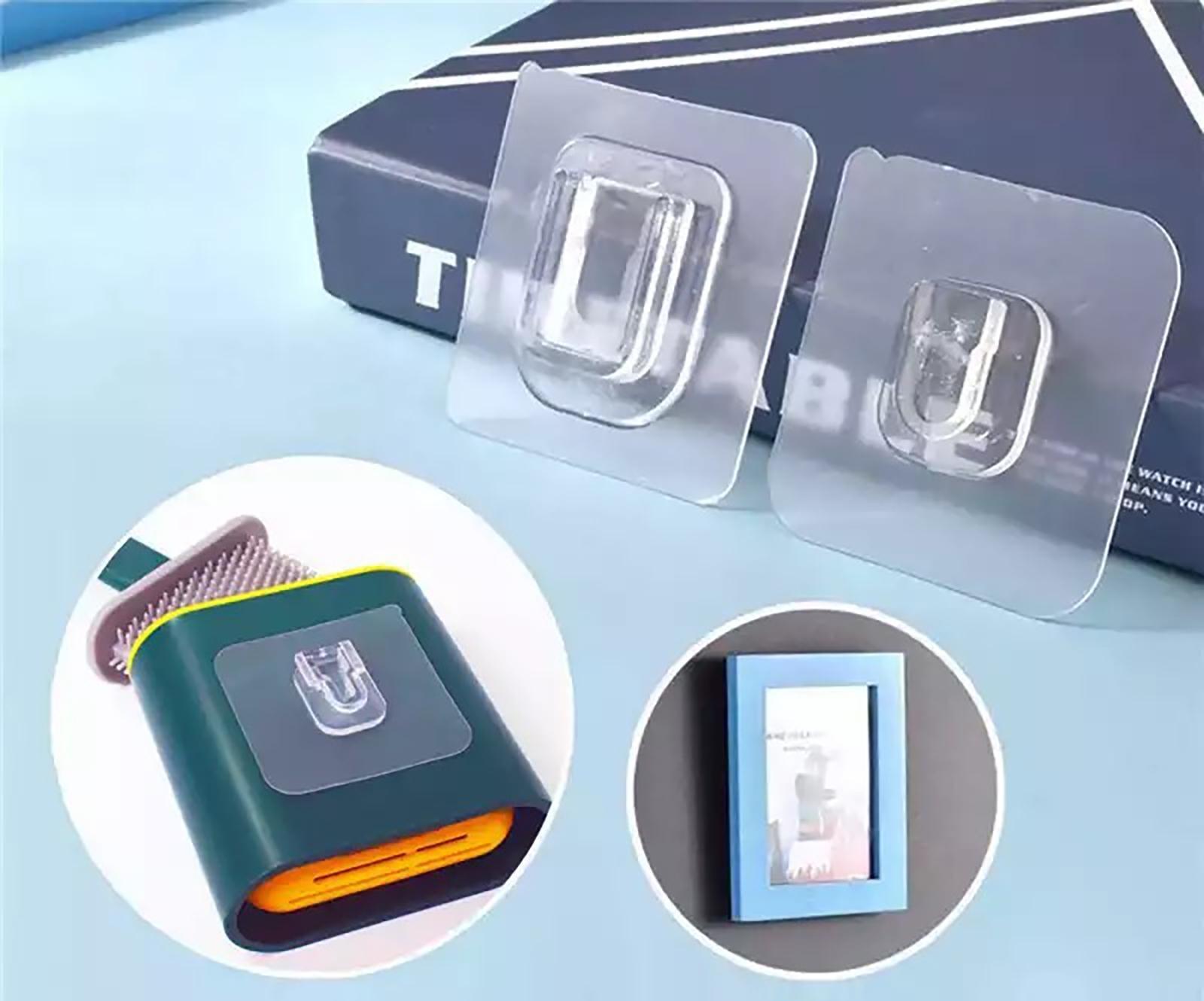 Крючок настенный двойной Доляна, 6×6×1 см, цвет прозрачный