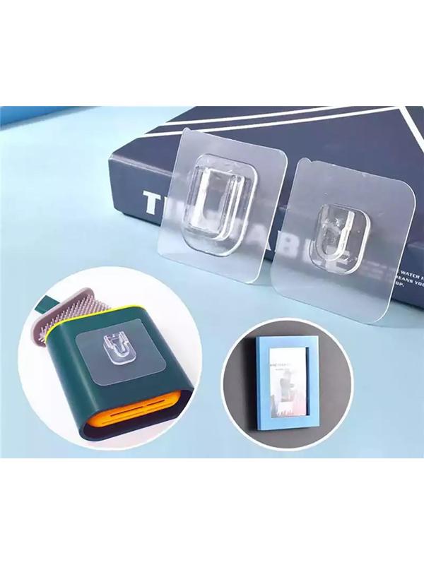 Крючок настенный двойной Доляна, 6×6×1 см, цвет прозрачный