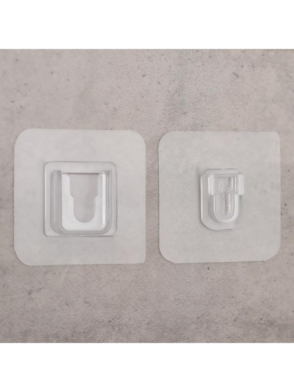 Крючок настенный двойной Доляна, 6×6×1 см, цвет прозрачный