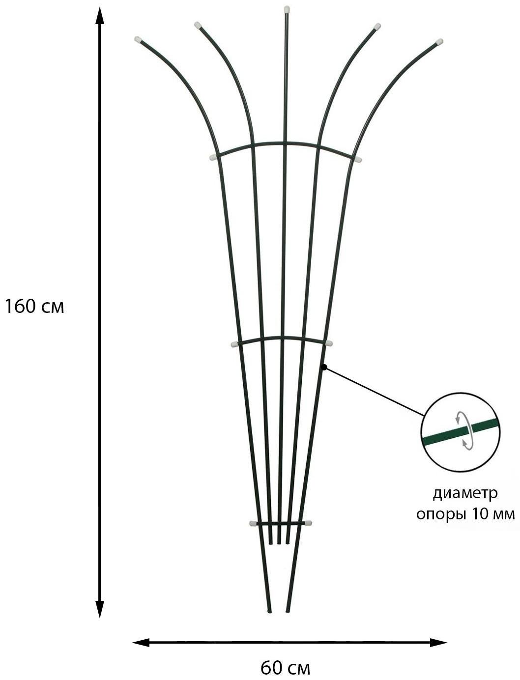 Шпалера, 160 × 60 × 1 см, металл, зелёная, «Салют»