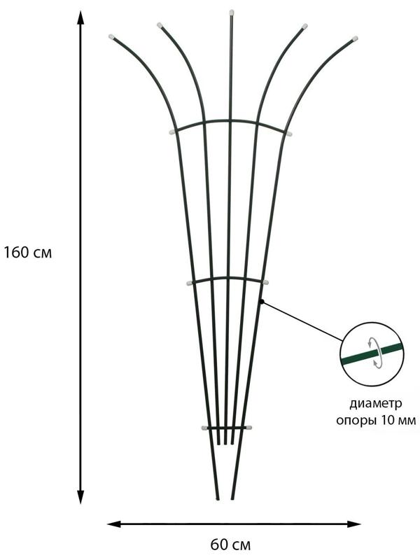 Шпалера, 160 × 60 × 1 см, металл, зелёная, «Салют»