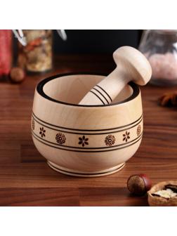 Ступка с пестиком, ступка 10-11х7 см, пестик 15х4 см, массив клена