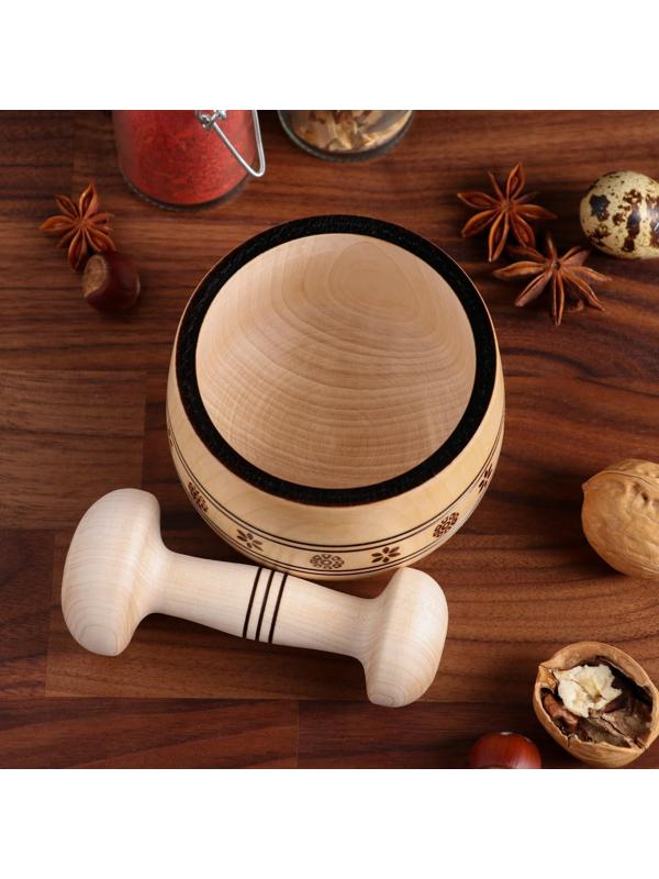 Ступка с пестиком, ступка 10-11х7 см, пестик 15х4 см, массив клена