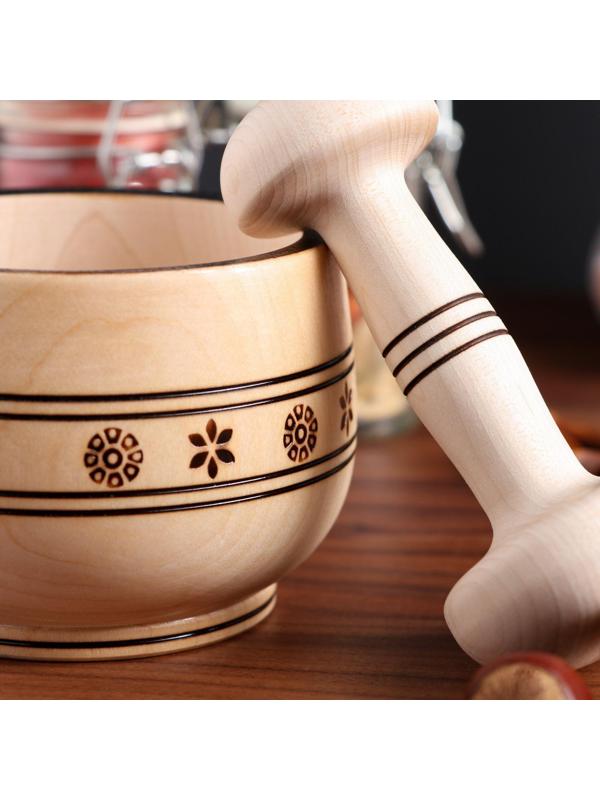 Ступка с пестиком, ступка 10-11х7 см, пестик 15х4 см, массив клена