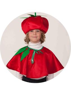 Карнавальный костюм «Помидор», накидка, головной убор, р. 30, рост 116 см