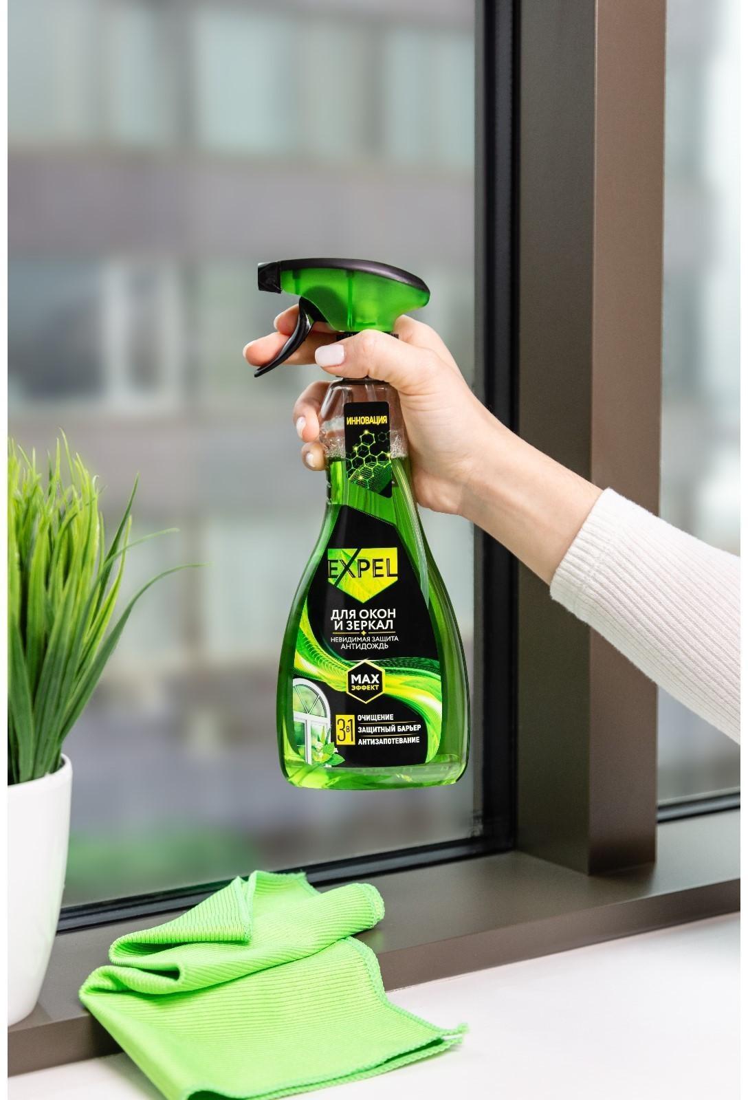 Средство для мытья стёкол и зеркал Expel, мята, антидождь, 450 мл
