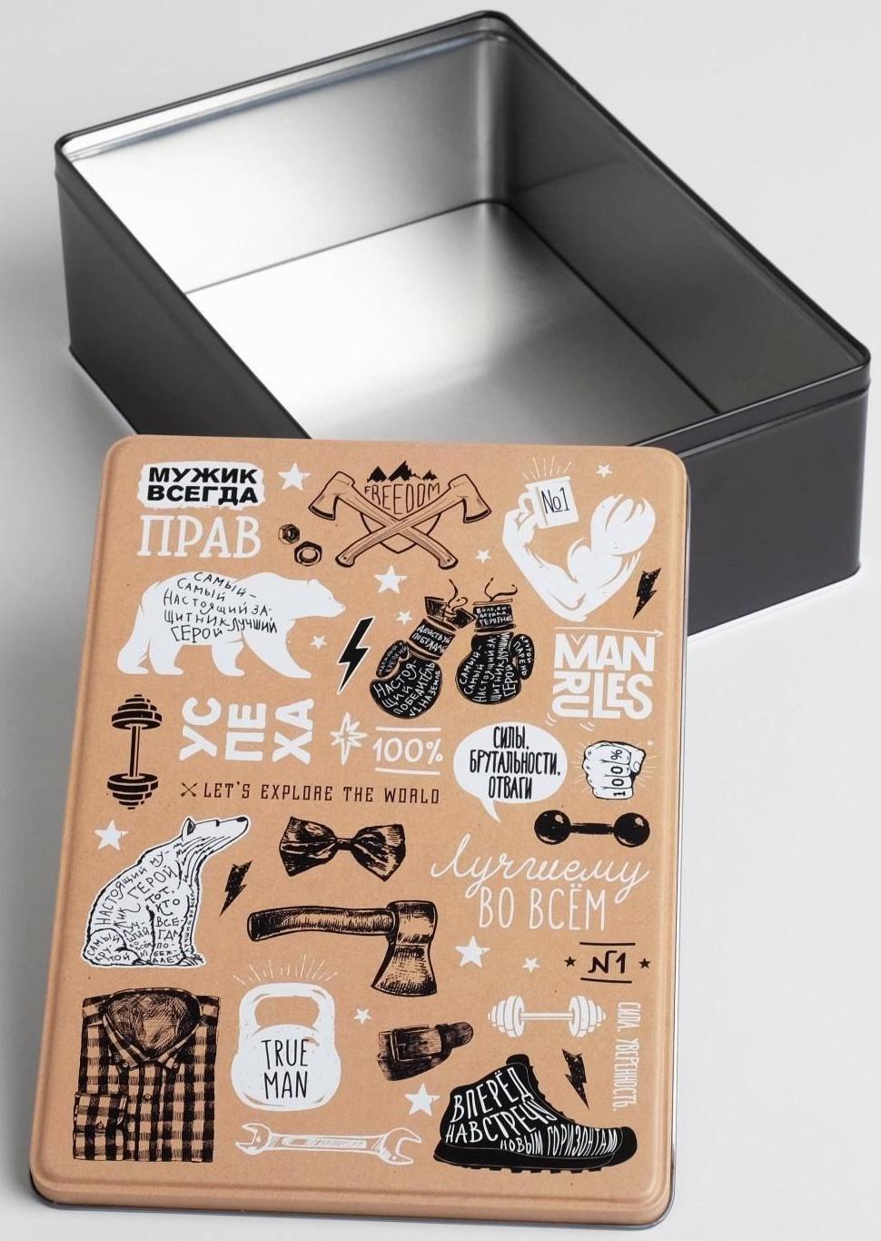 Коробка жестяная подарочная «Брутальность», 26 х 18,5 х 9 см