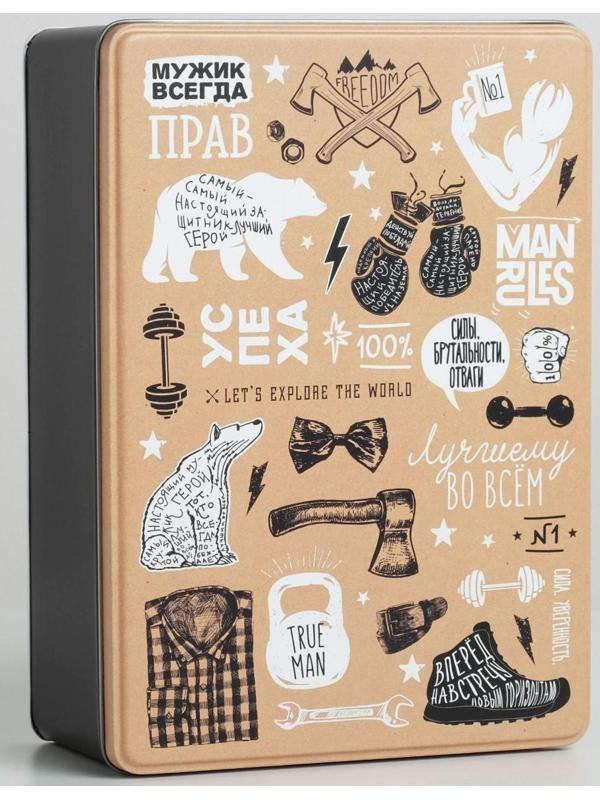 Коробка жестяная подарочная «Брутальность», 26 х 18,5 х 9 см