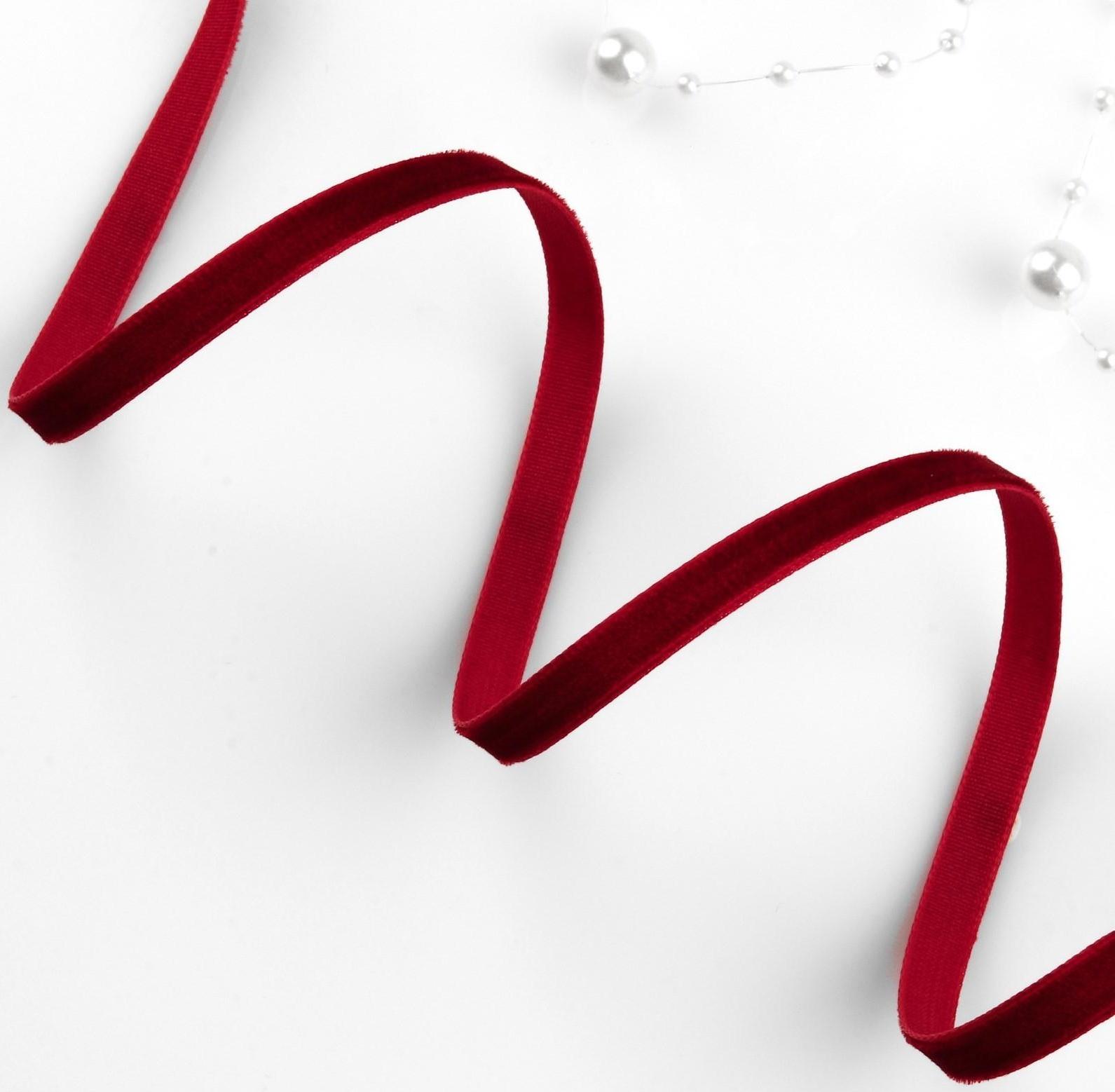 Лента бархатная, 6 мм, 18 ± 1 м, цвет бордовый №43