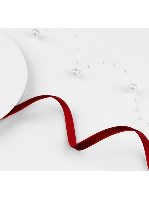 Лента бархатная, 6 мм, 18 ± 1 м, цвет бордовый №43