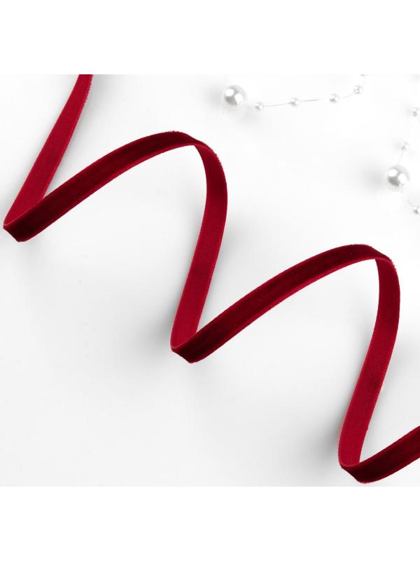 Лента бархатная, 6 мм, 18 ± 1 м, цвет бордовый №43