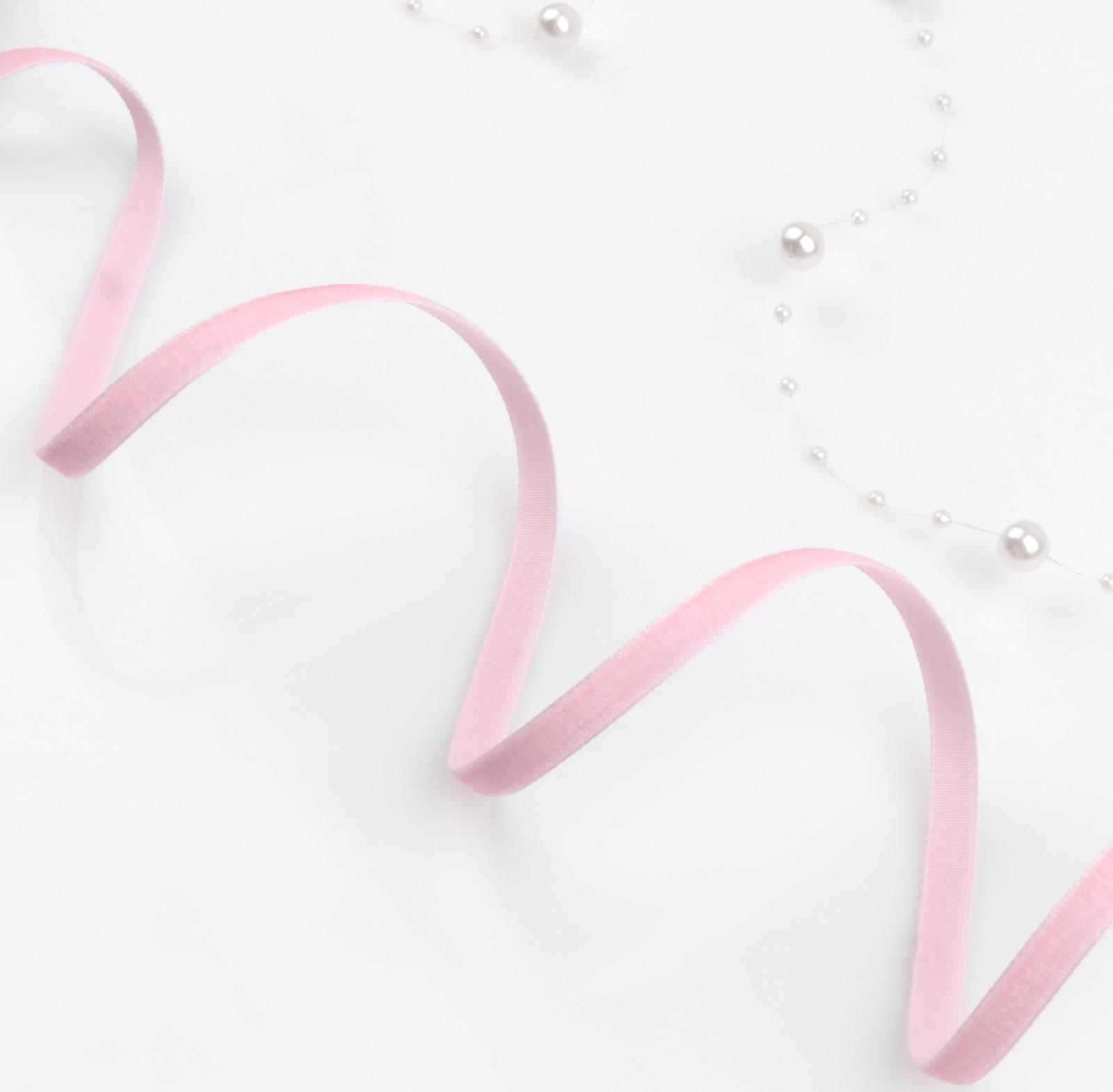 Лента бархатная, 6 мм, 18 ± 1 м, цвет розовый №08