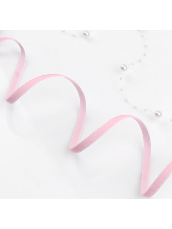 Лента бархатная, 6 мм, 18 ± 1 м, цвет розовый №08