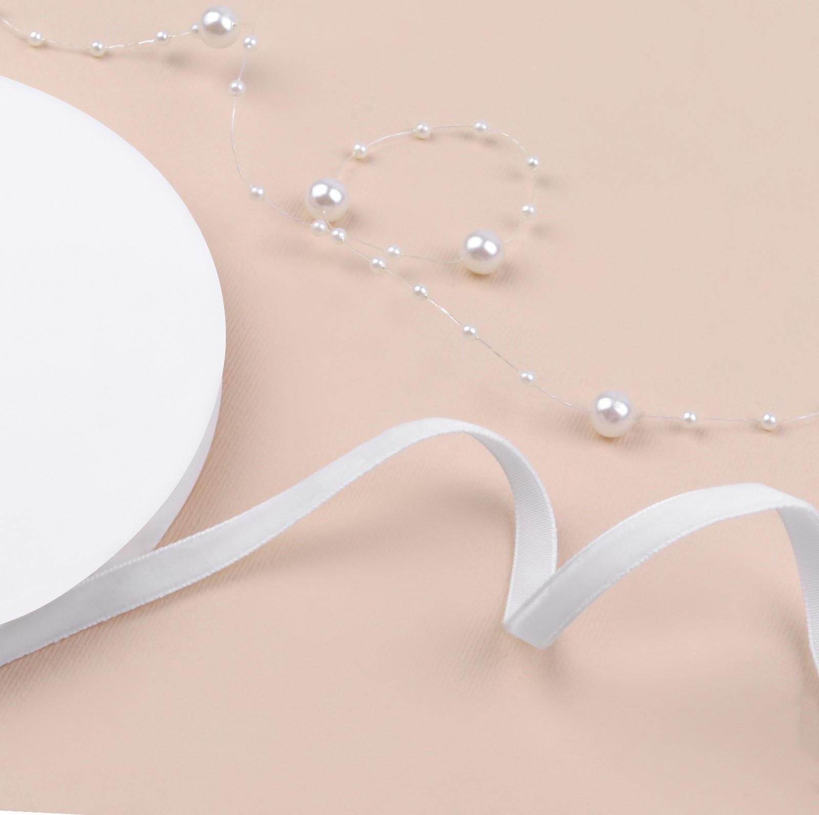 Лента бархатная, 6 мм, 18 ± 1 м, цвет белый №01