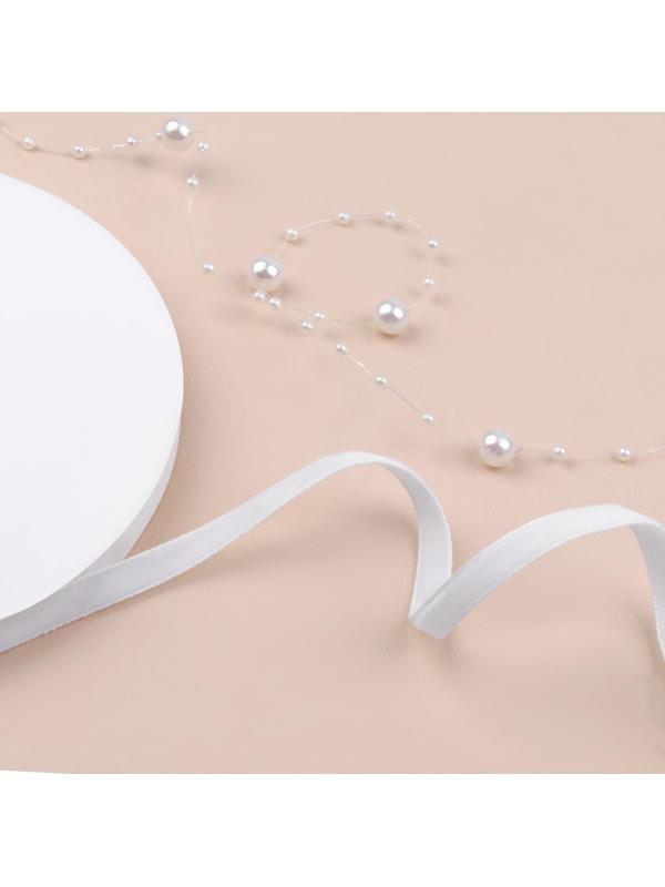 Лента бархатная, 6 мм, 18 ± 1 м, цвет белый №01