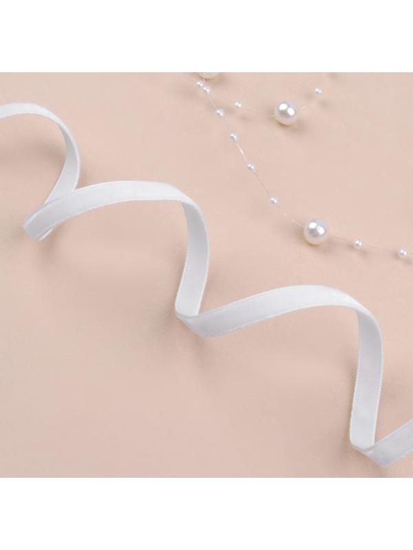 Лента бархатная, 6 мм, 18 ± 1 м, цвет белый №01