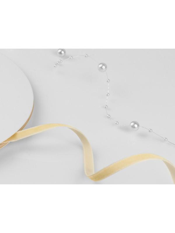 Лента бархатная, 6 мм, 18 ± 1 м, цвет молочный №04