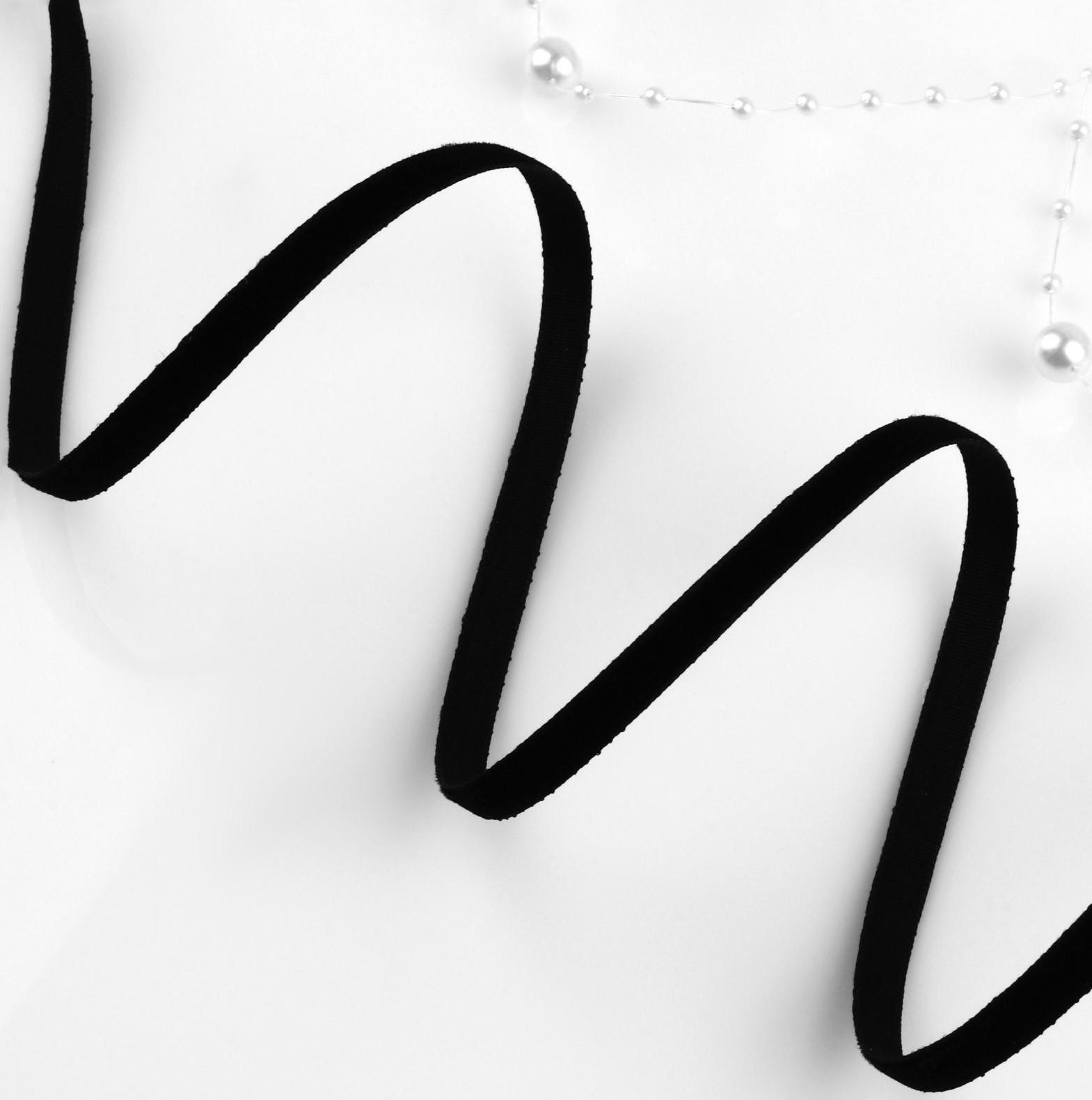 Лента бархатная, 6 мм, 18 ± 1 м, цвет чёрный №03